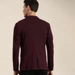 Men Burgundy Solid Single-Breasted Slim Fit Smart Casual Blazer