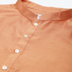 Men Peach-coloured Printed Cotton Sherwani Set